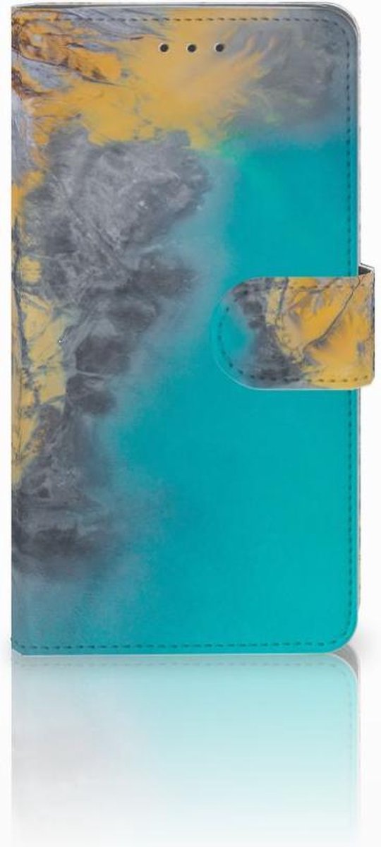 Samsung Galaxy J7 2016 Bookcase Marble Blue Gold