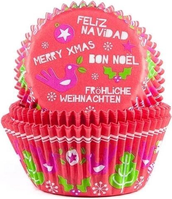 House of Marie Cupcake Vormpjes Fleurige Kerst pk/50