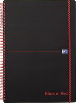 OXFORD Black n' red spiraalblok met kunststof kaft en elastieksluiting A4 - 140 pagina's - 90g geruit