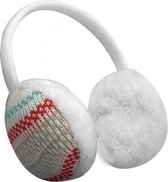 Witte oorwarmers pluche met Nordic print