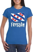 Blauw t-shirt met Friese vlag dames - Fryslan shirts L