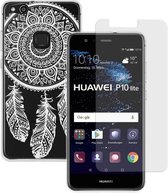 MP Case glasfolie tempered screen protector gehard glas voor Huawei P10 Lite + Gratis Spring design TPU case hoesje voor Huawei P10 Lite