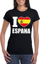 Zwart I love Spanje fan shirt dames XS