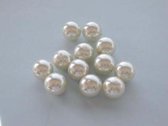 Perles de verre rondes - 12 mm - Beige - 30 pièces