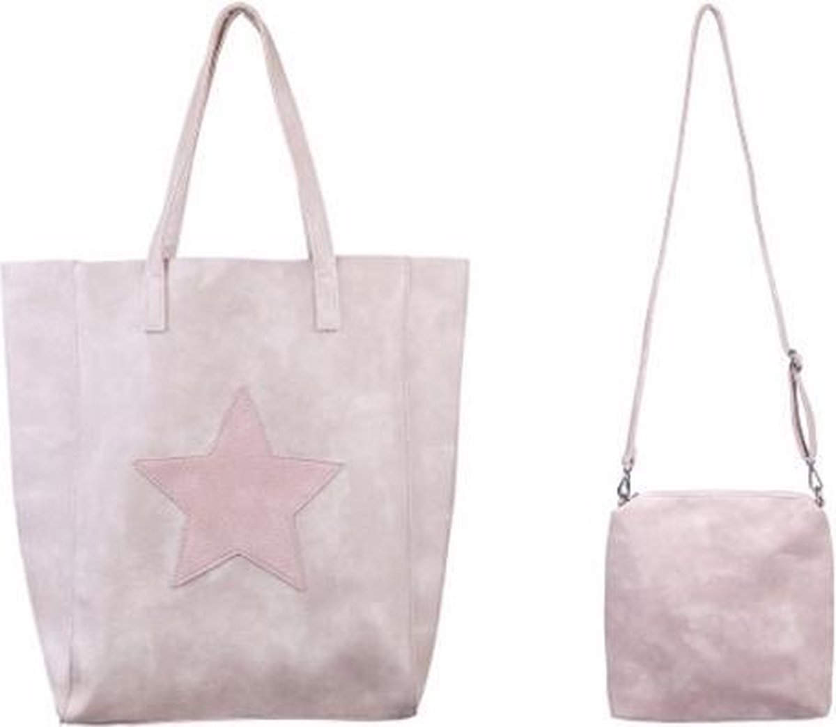 BY-ST6 - Stoere licht roze leren city bag - schoudertas met extra binnentas