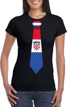 Zwart t-shirt met Kroatie vlag stropdas dames XS