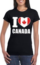 Zwart I love Canada fan shirt dames XS