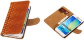 Bruin Slang Samsung Galaxy A3 Hoesje Book/Wallet Case/Cover