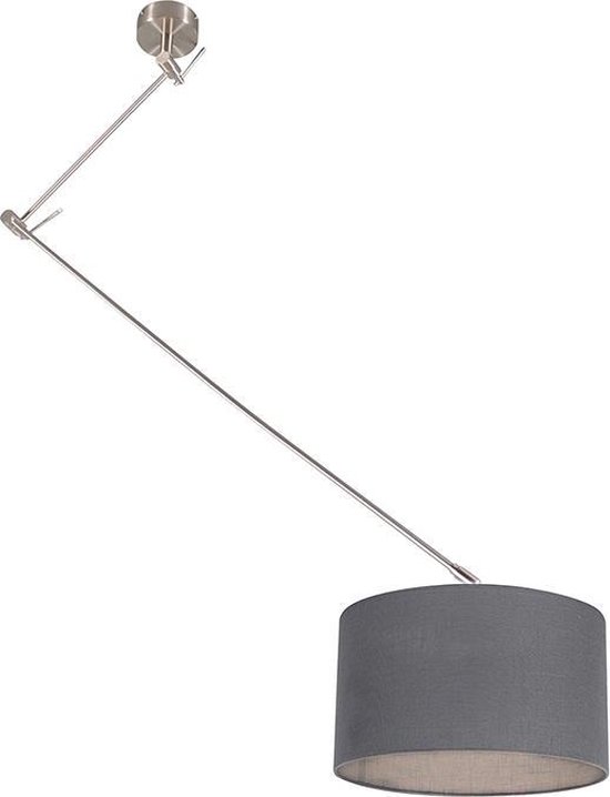 QAZQA blitz - Moderne Verstelbare hanglamp voor boven de eettafel | in eetkamer - 1 lichts - L 1000 mm - Donkergrijs - Woonkamer | Slaapkamer | Keuken