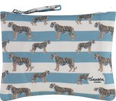 Lauren Sterk Amsterdam - canvas etui met rits - make-up tasje - pennenhouder - medium - Tijgers - blauw