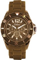 Colori Classic Chic 5 COL248 Horloge - Siliconen Band - Ø 44 mm - Camel Bruin