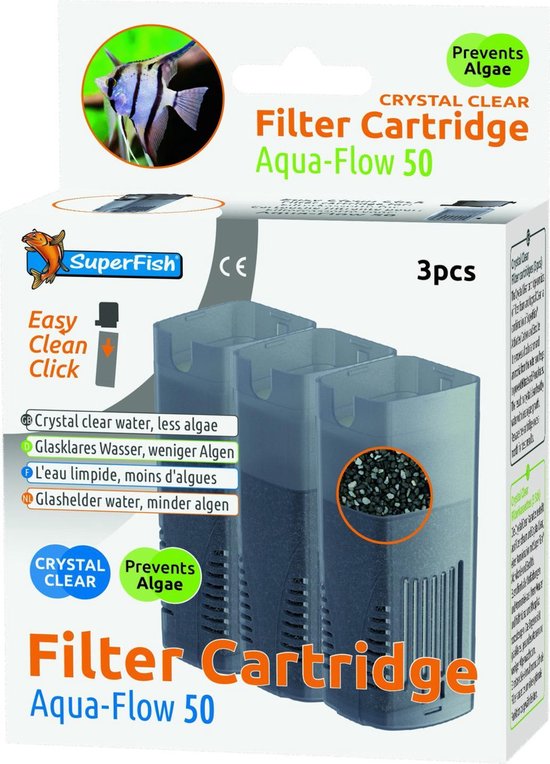 AquaFlow 50 Crystal Clear Cartridge - Aquariumfilter - 3 stuks