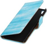 Turquoise Mini Slang booktype wallet cover - telefoonhoesje - smartphone hoesje - beschermhoes - book case - hoesje voor LG Joy