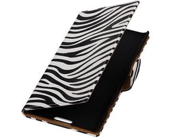 Zebra Bookstyle Wallet Case Hoesjes Geschikt voor Nokia Lumia 1520 Wit