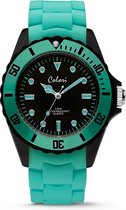Colori Colour Combo 5 COL296 Horloge - Siliconen Band - Ø 44 mm - Mint Groen / Zwart