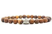 Beaddhism - Armband - Cracked Brown Prayer Stone - Guru - 8 mm - 19 cm