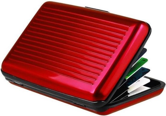 Porte-cartes - Porte-cartes - Portefeuille en aluminium - Rouge | bol.com