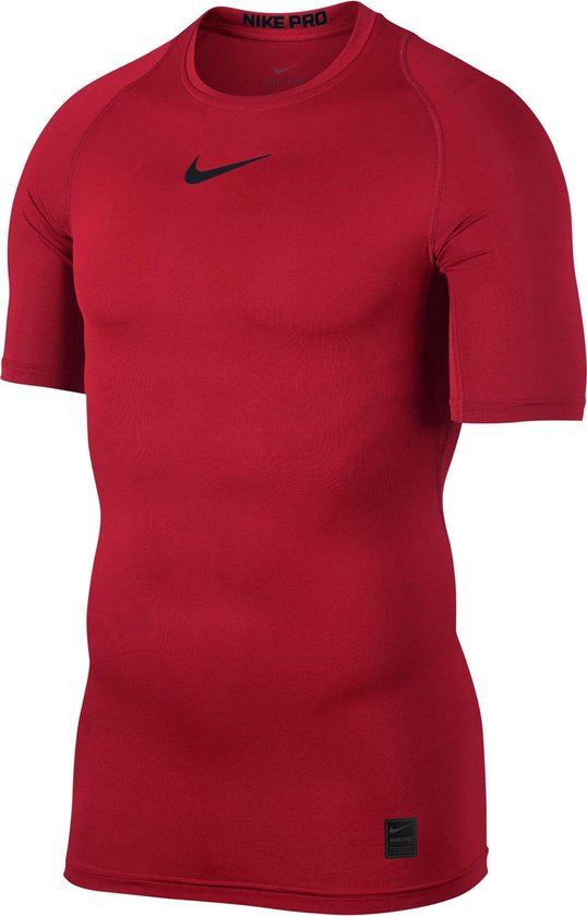 Nike Pro Compression shirt Heren Sportshirt performance - Maat L - Mannen -  rood/zwart | bol