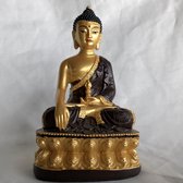 Akshobhya Boeddha beeld  goud bruin 8x6x13.5cm  handgemaakt Echt ambacht.