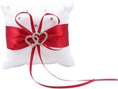 Ringkussentje Wit met Rood & Fonkelende Hartjes