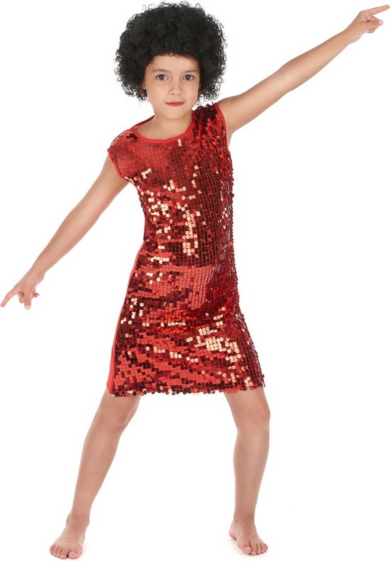 Rode disco jurk voor meisjes - Verkleedkleding