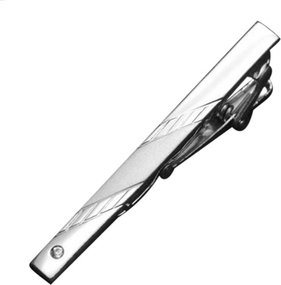 Fako Bijoux® - Dasspeld - Stropdas Clip - Tie Clip - Deluxe - Model Humberto - 60mm - Zilverkleurig
