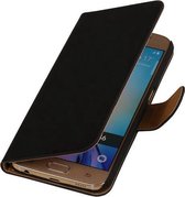 Bestcases.nl Zwart Effen booktype wallet cover hoesje voor Samsung Galaxy S6