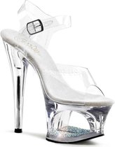 Pleaser Sandaal met enkelband, Paaldans schoenen -41 Shoes- MOON-708DM Paaldans schoenen Zilverkleurig