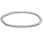 The Jewelry Collection Armband Zirkonia 4,0 mm 17,5 cm - Zilver Gerhodineerd