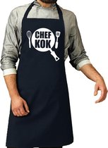 Chef kok barbeque schort / keukenschort navy blauw voor heren - bbq schorten