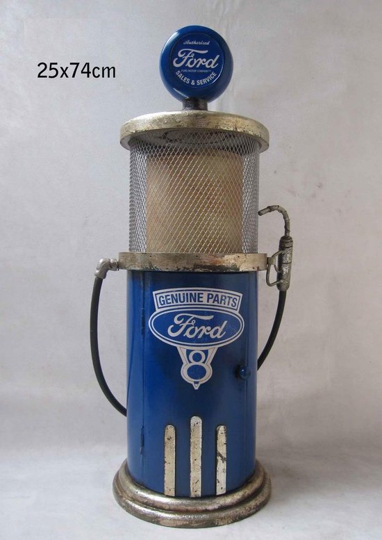Retro vintage staande lamp gaspomp 74 cm Ford (blauw) | bol.com