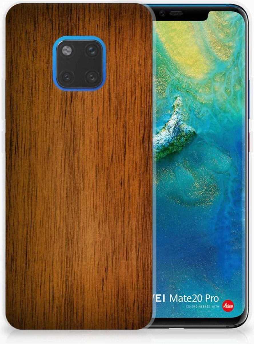Huawei Mate 20 Pro Bumper Hoesje Donker Hout