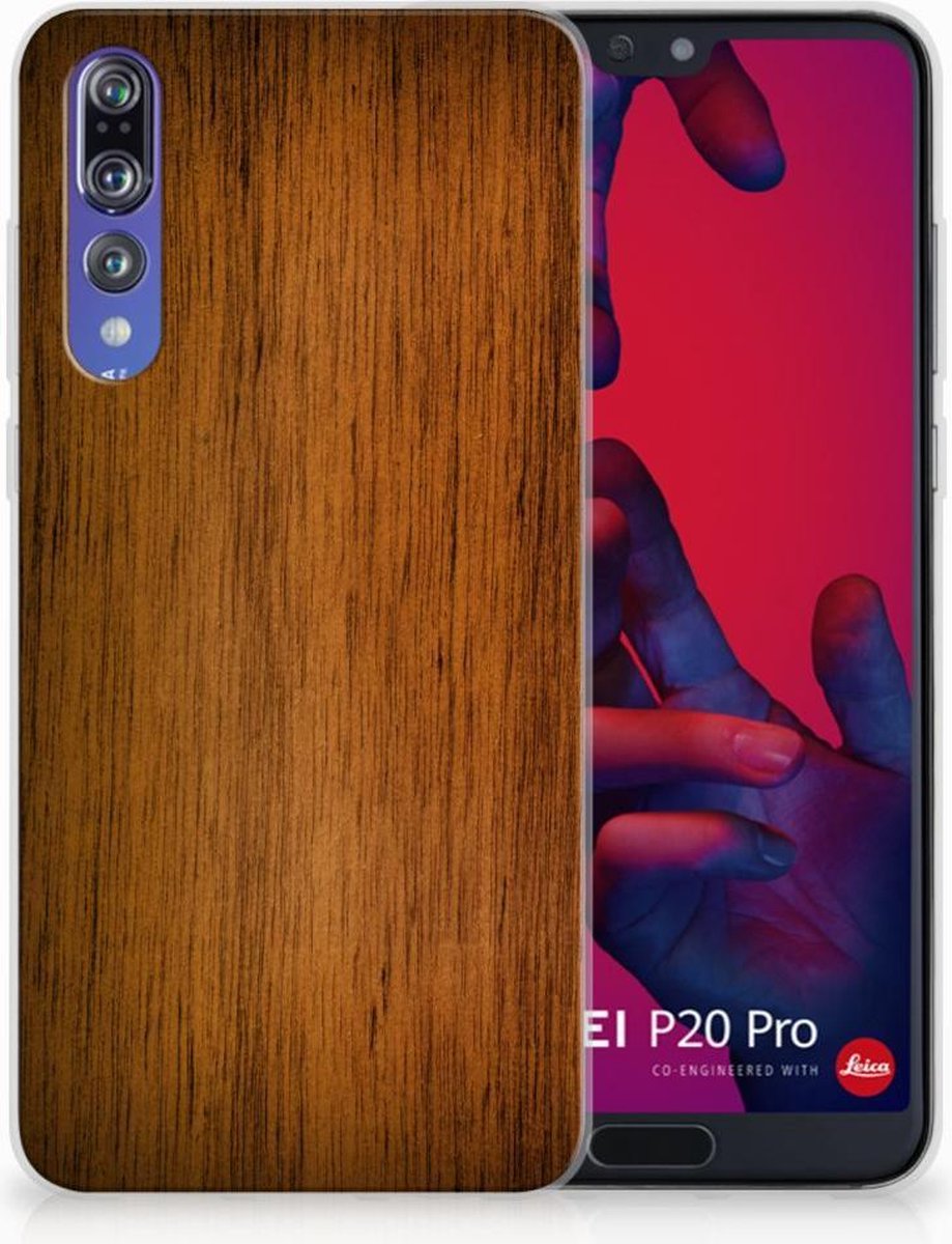 TPU Hoesje voor Huawei P20 Pro Bumper Hoesje Donker Hout