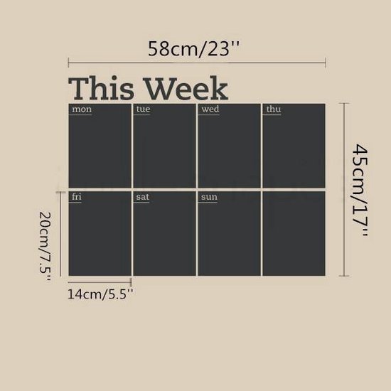 Week Kalender Krijtbord Sticker / Muursticker / Deursticker - Voor... |