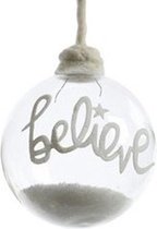 Transparante kerstbal believe 10 cm met sneeuw