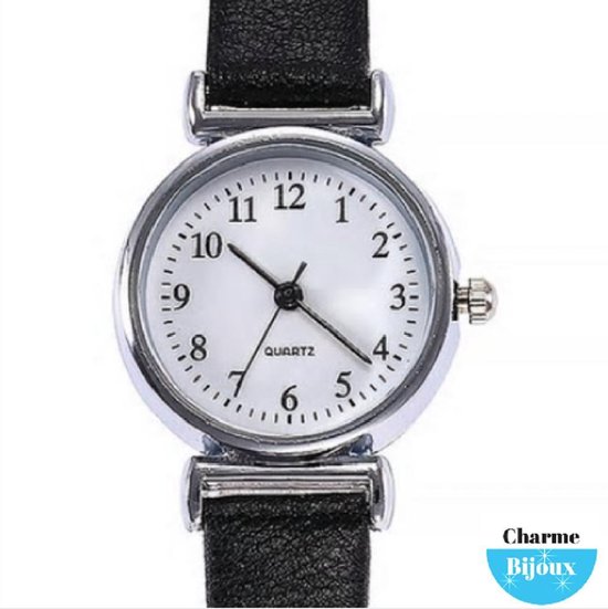 Horloge voor de smalle pols- Jol- Zwart lederbandje- 26 mm | bol.com