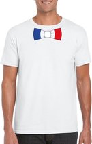 Wit t-shirt met Frankrijk vlag strikje heren L