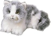 Pluche grijs met witte kat 20 cm