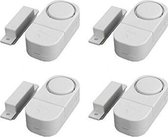 4x Draadloze Mini-Alarmen Set met Bewegingssensor - 4 Stuks  - 95 dB - Inclusief Batterijen en Montageset | Pakket van 4 Magnetische Deur en Raam Sensor Alarmsystemen | Woningbevei