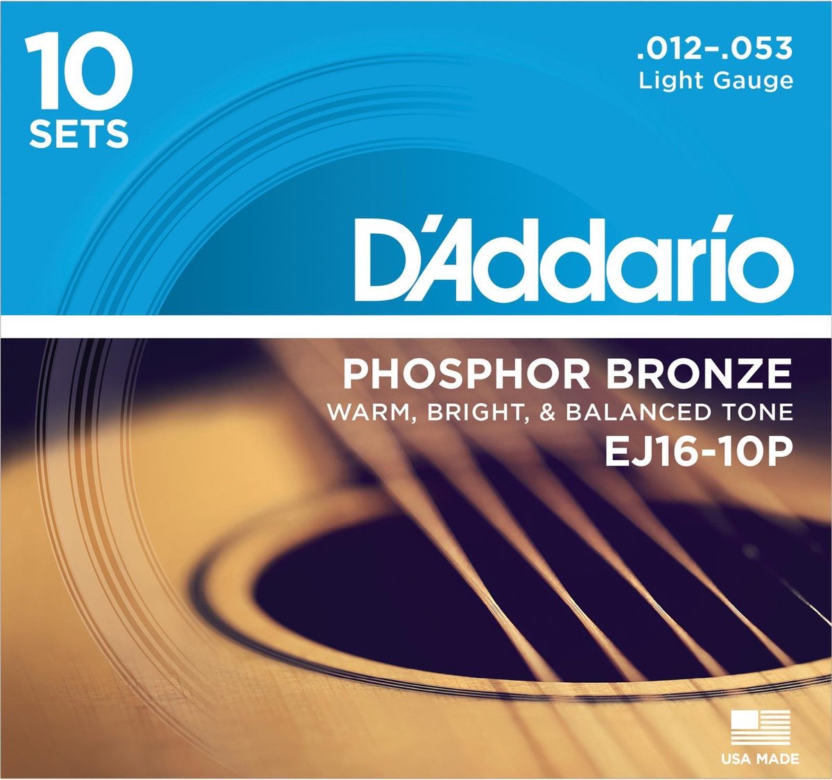 D'Addario EJ16-10P snarenset voor akoestische gitaar (10 sets)