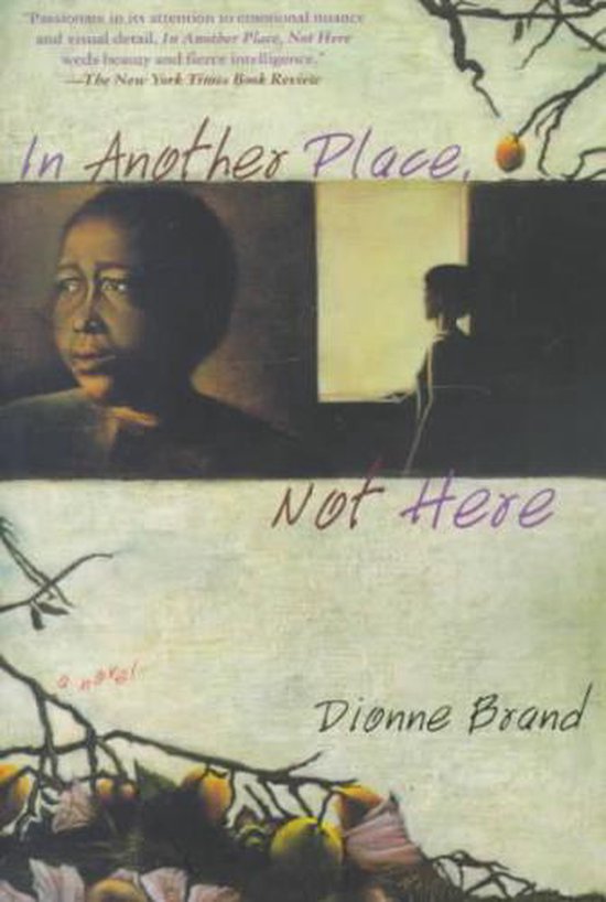 Boekcover van In Another Place, Not Here van Dionne Brand. Met een portret van een jong meisje en de titel in cursief schrift.