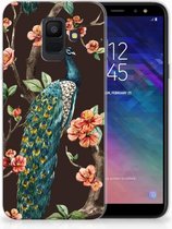 Geschikt voor Samsung Galaxy A6 (2018) TPU-siliconen Hoesje Design Pauw met Bloemen