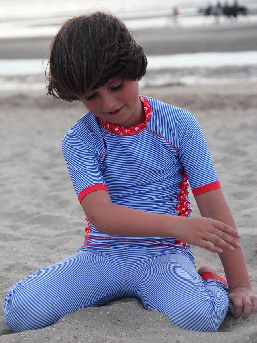 Ducksday - UV shirt - korte mouwen - unisex - Blue stripe - UPF50+ - PFAS vrij - 12 jaar - 152 — afbeelding 4