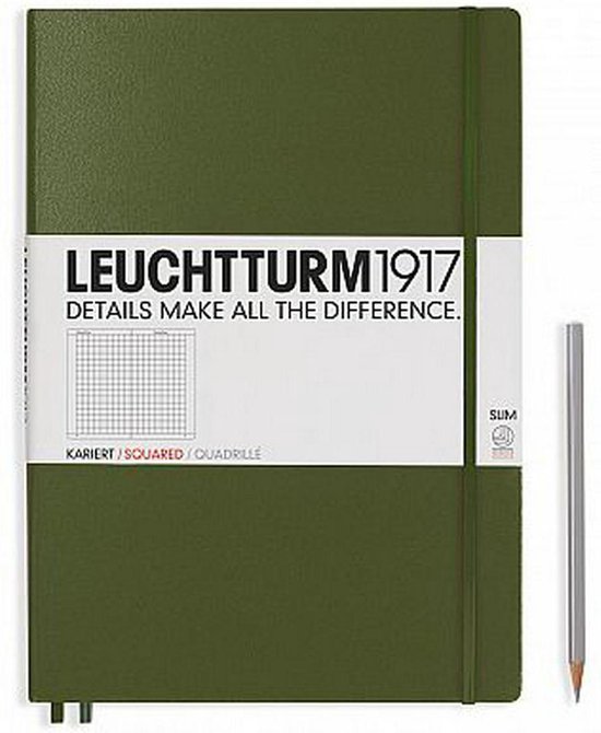 Leuchtturm1917 Notitieboek XL - Master Slim Geruit - Army