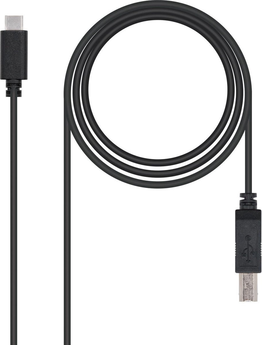 Nanocable USB 2.0, 1m USB-kabel USB C USB B Zwart
