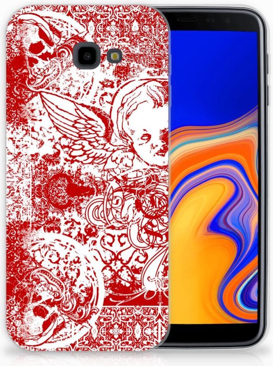 Silicone Back Case Samsung Galaxy J4 Plus (2018) Angel Skull Rood