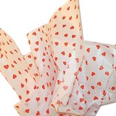 Rode hartjes - Wit Vloeipapier - 50 x 76 cm - 100 stuks