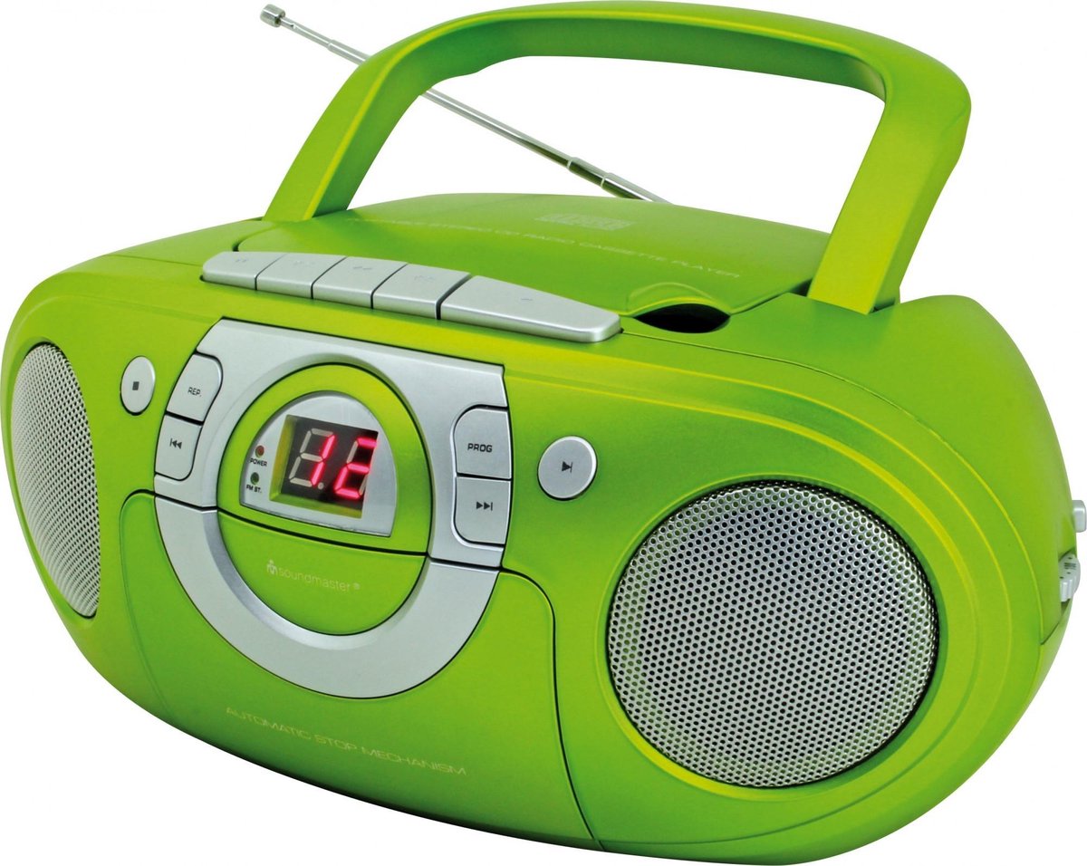 Soundmaster SCD5100GR - Boombox met FM-radio en cassettespeler, groen