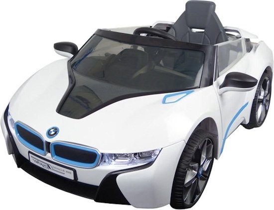 Batterij voertuig BMW i8 - MP3 - Radio- Afstandsbediening - 6V motor - Wit  | bol