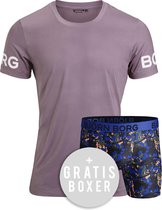 Bjorn Borg Sportshirt - Maat S  - Mannen - grijs/wit/zwart